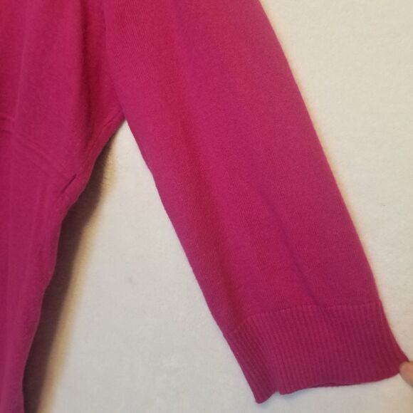 LL Bean Large Sweater Angora Blend Peplum Babydoll Fuchsia Pink Vtg Y2k Preppy - Picture 3 of 9